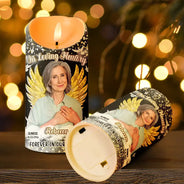 Memorial - Custom Photo Memorial Forever In Our Hearts - Personalized Flameless LED Candle