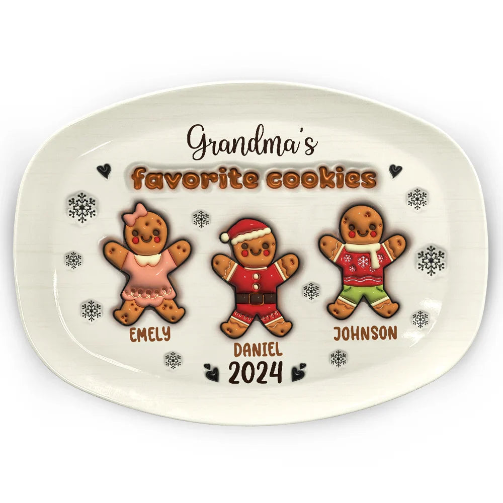 Nana Grandma Favorite Gingerbread Cookies - 3D Inflated Effect Printed Personalized Plate