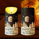 Memorial - Custom Photo The Brightest Star In The Sky Memorial Family - Personalized Flameless LED Candle