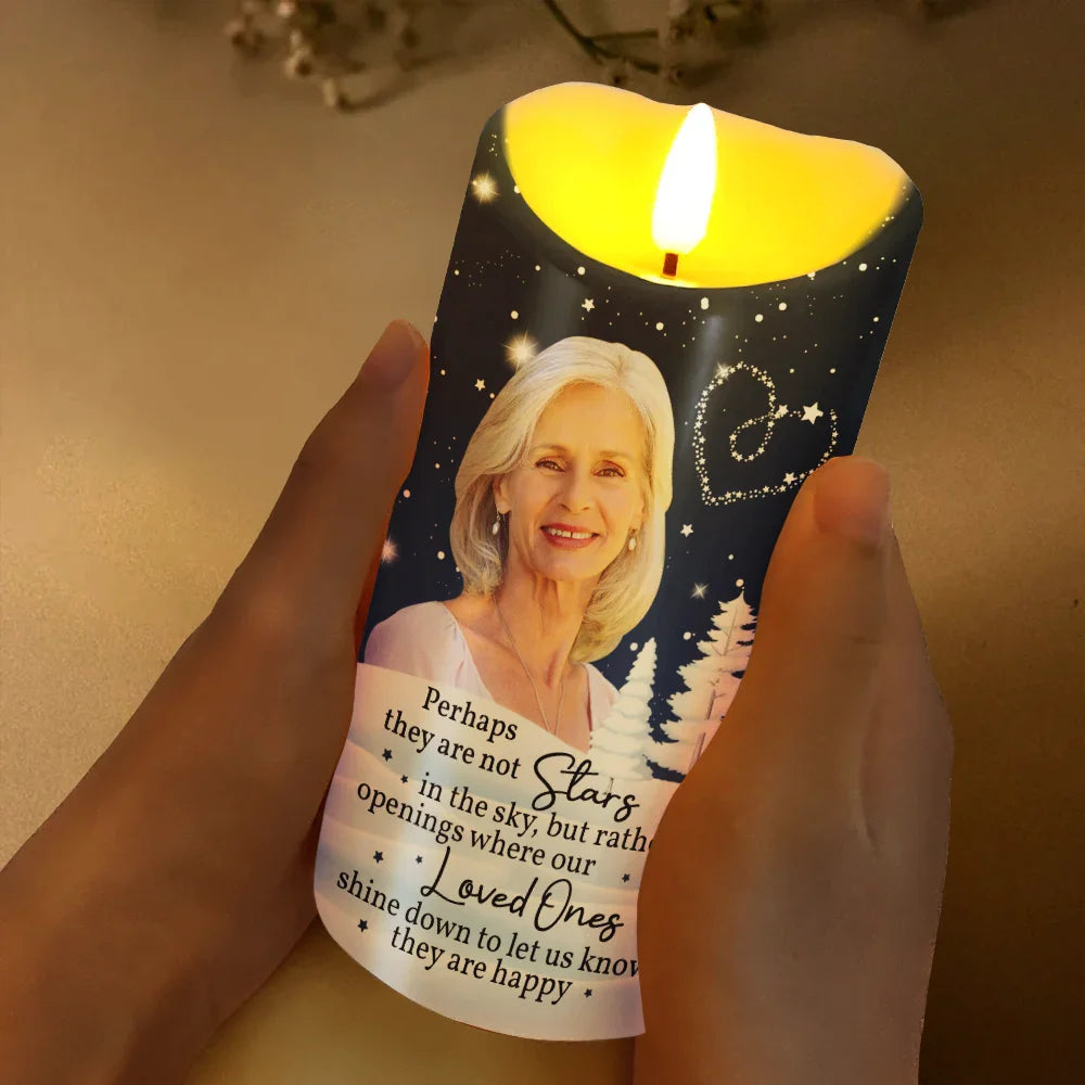 Memorial - Custom Photo The Brightest Star In The Sky Memorial Family - Personalized Flameless LED Candle