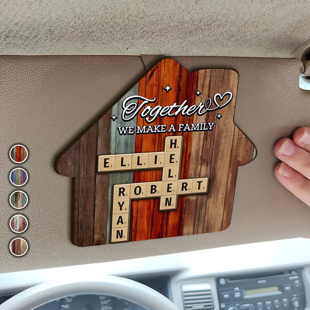 Together We Make A Family Crossword Scrabble - Personalized Custom Shaped Car Visor Clip