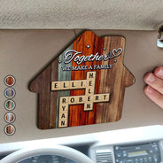 Together We Make A Family Crossword Scrabble - Personalized Custom Shaped Car Visor Clip