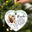 Gift For Bestie, Gift For Sisters, Gift For Sibling, Gift For Brothers - Custom Photo Thank You For Being A Part Of My Journey - Personalized Heart Ceramic Ornament
