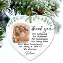 Gift For Bestie, Gift For Sisters, Gift For Sibling, Gift For Brothers - Custom Photo Thank You For Being A Part Of My Journey - Personalized Heart Ceramic Ornament
