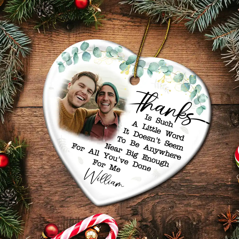 Gift For Bestie, Gift For Sisters, Gift For Sibling, Gift For Brothers - Custom Photo Thank You For Being A Part Of My Journey - Personalized Heart Ceramic Ornament
