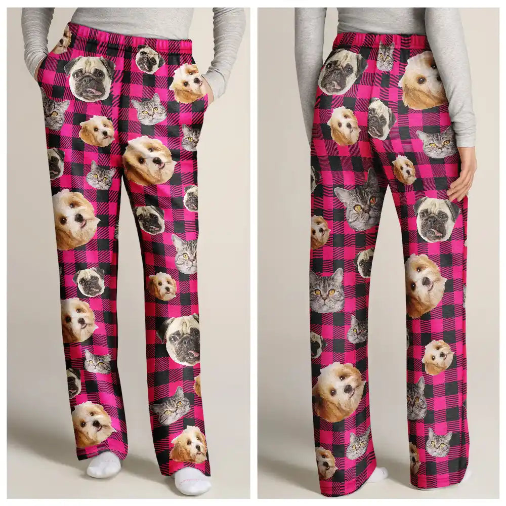 Custom Photo,Pet Lovers,Dog Lovers,Cat Lovers,Funny - Custom Photo Funny Dog Cat Pet Human Face - Personalized Pajama Pants