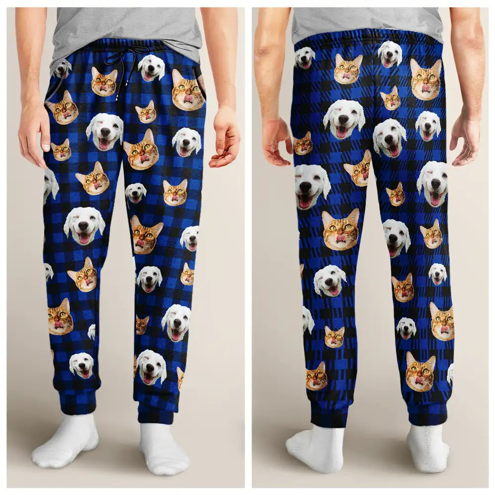 Custom Photo,Pet Lovers,Dog Lovers,Cat Lovers,Funny - Custom Photo Funny Dog Cat Pet Human Face - Personalized Pajama Pants