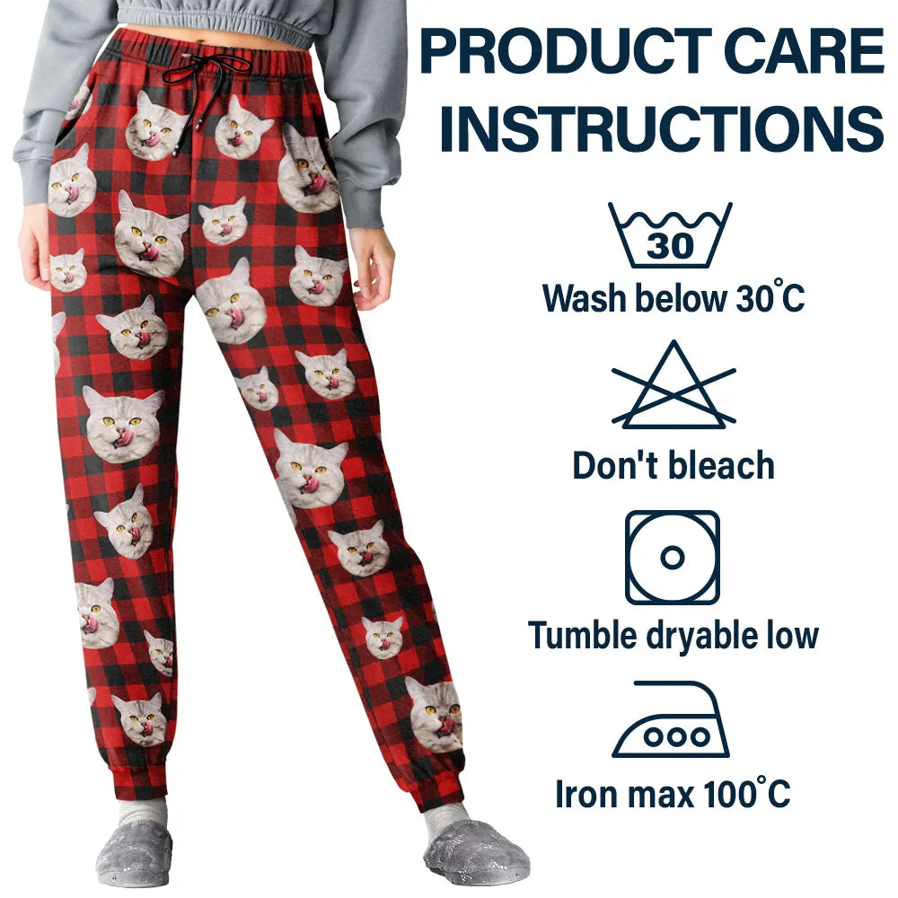 Custom Photo,Pet Lovers,Dog Lovers,Cat Lovers,Funny - Custom Photo Funny Dog Cat Pet Human Face - Personalized Pajama Pants