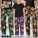 Family, Gift For Kids, Pet Lovers, Dog Lovers, Cat Lovers - Custom Photo Funny Family Pet Face Neon Light Style - Personalized Pajama Pants