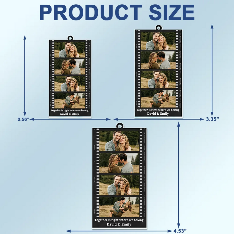 Gift For Couples, Gift For Husband, Gift For Wife, Gift For Boyfriend, Gift For Girlfriend, Family, Gift For Bestie - Custom Photo Couple Family Friends Camera Film Roll - Personalized Acrylic Car Hanger
