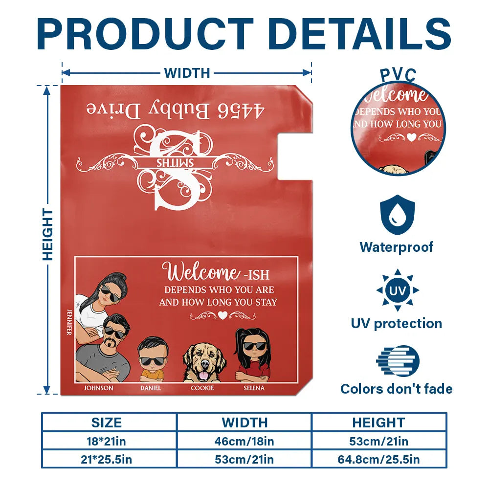 Family, Pet Lovers, Dog Lovers, Cat Lovers - Welcome-ish Depends Who You Are Couples Family Cats Dogs - Personalized Mailbox Cover