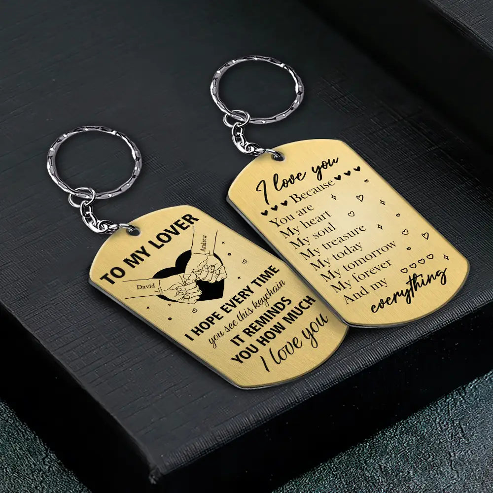 Gift For Couples, Gift For Husband, Gift For Wife, Gift For Boyfriend, Gift For Girlfriend - Couple Holding Hands You Are My Heart My Soul My Treasure - Personalized Aluminum Keychain