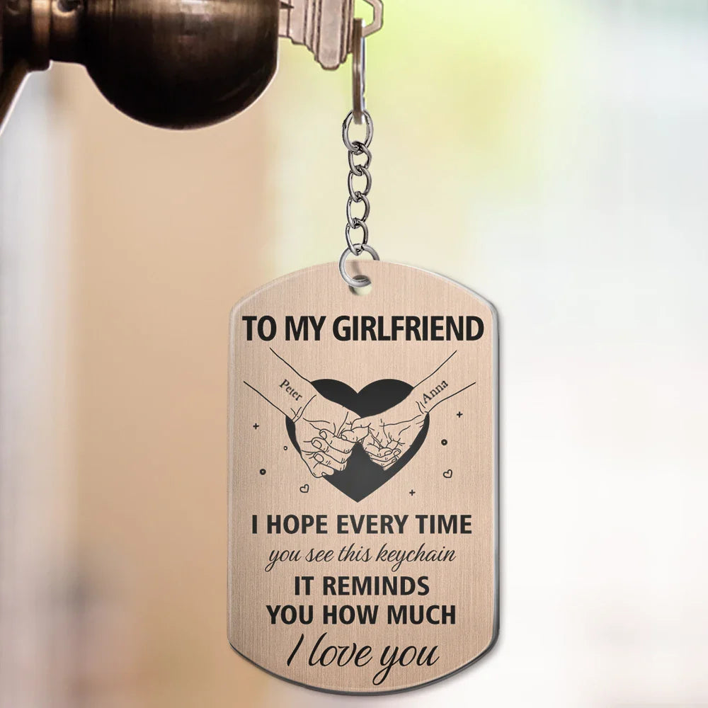 Gift For Couples, Gift For Husband, Gift For Wife, Gift For Boyfriend, Gift For Girlfriend - Couple Holding Hands You Are My Heart My Soul My Treasure - Personalized Aluminum Keychain