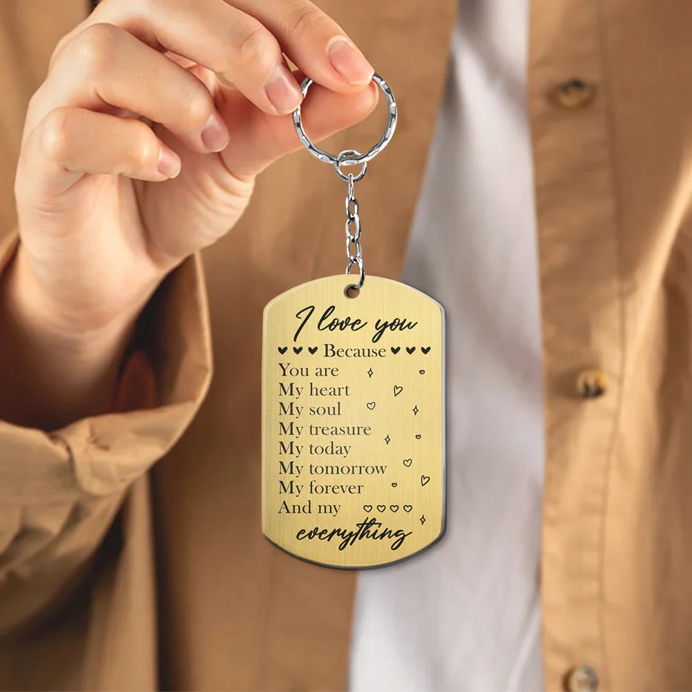 Gift For Couples, Gift For Husband, Gift For Wife, Gift For Boyfriend, Gift For Girlfriend - Couple Holding Hands You Are My Heart My Soul My Treasure - Personalized Aluminum Keychain