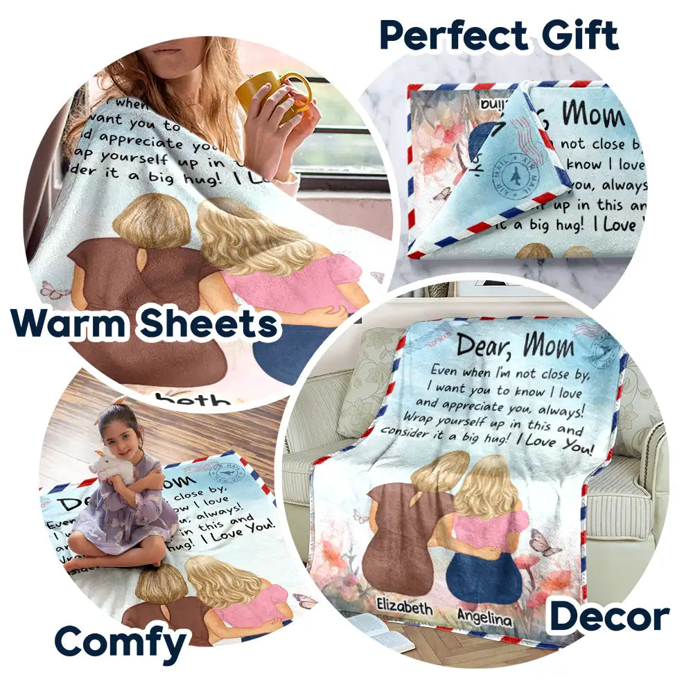 Gift For Mother,Gift For Daughter,Gift For Aunt,Mom - Daughters (Adult) - Mom Daughter Even When I'm Not Closed By - Personalized Fleece Blanket, Sherpa Blanket