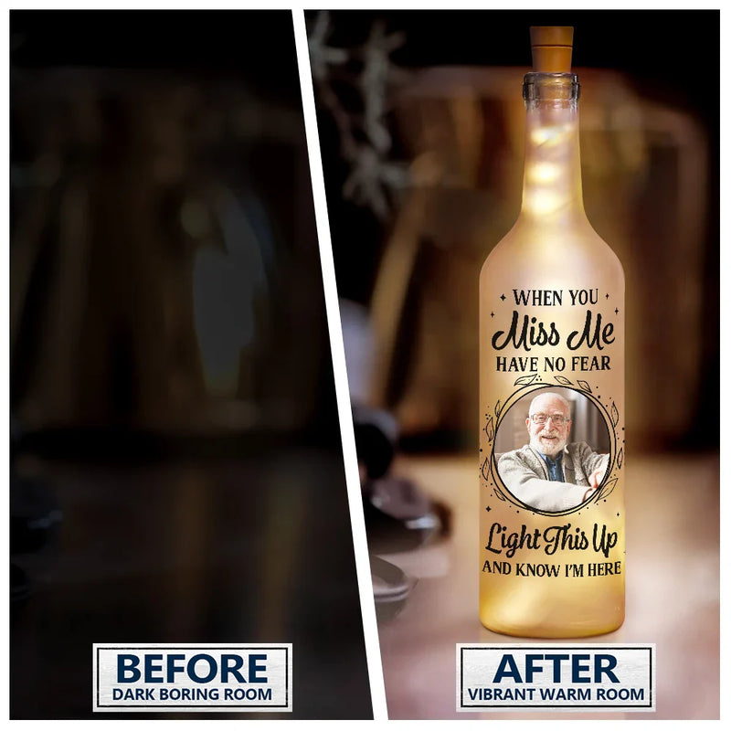 Custom Photo,Memorial,Sad - Custom Photo A Star In The Heavens - Personalized Bottle Light