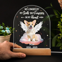 Memorial, Pet Lovers, Dog Lovers, Cat Lovers, Family - Custom Photo Dog Cat Pet Memorial Your Light Will Always Shine In My Hear - Personalized 3D Led Light Wooden Base