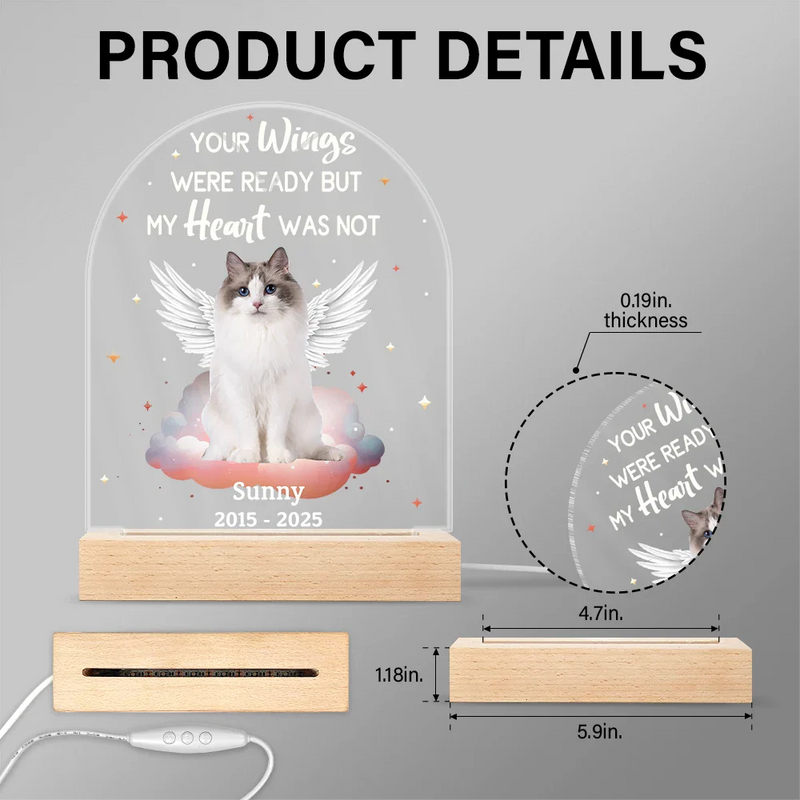 Memorial, Pet Lovers, Dog Lovers, Cat Lovers, Family - Custom Photo Dog Cat Pet Memorial Your Light Will Always Shine In My Hear - Personalized 3D Led Light Wooden Base