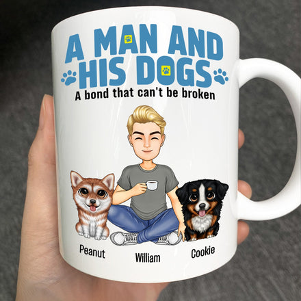 Un homme et ses chiens : un lien indéfectible - Mug personnalisé