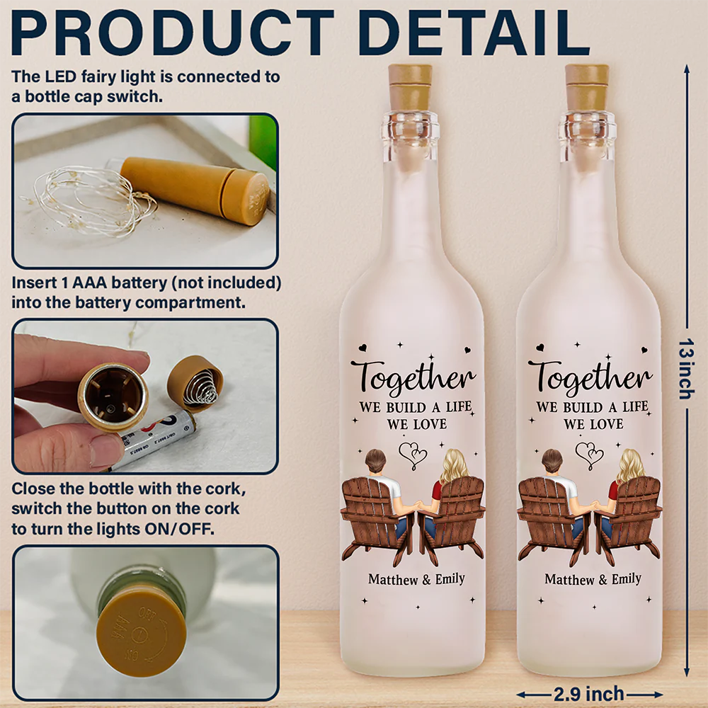 Gift For Couples, Gift For Husband, Gift For Wife, Gift For Boyfriend, Gift For Girlfriend - You & Me We Got This - Personalized Bottle Light