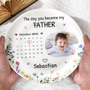 Gift For Mother, New Mom, New baby - Custom Photo Calendar The Day You Become My Mommy - Personalized Ceramic Plate
