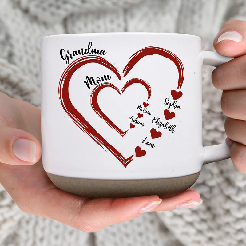 Gift For Mother, Gift For Grandma - Mom Grandma Sweethearts - Personalized Pottery Mug