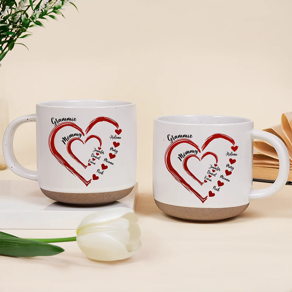 Gift For Mother, Gift For Grandma - Mom Grandma Sweethearts - Personalized Pottery Mug