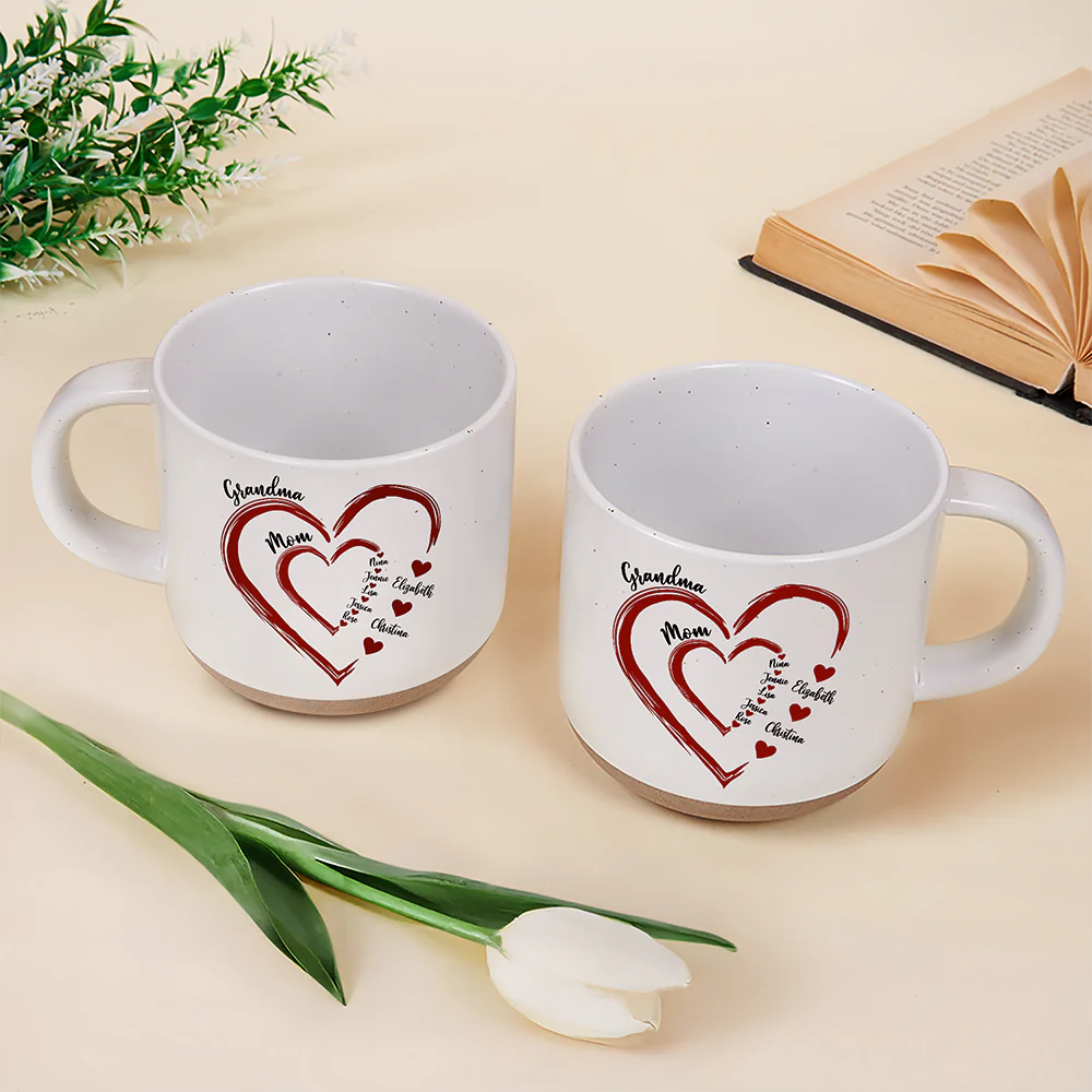 Gift For Mother, Gift For Grandma - Mom Grandma Sweethearts - Personalized Pottery Mug