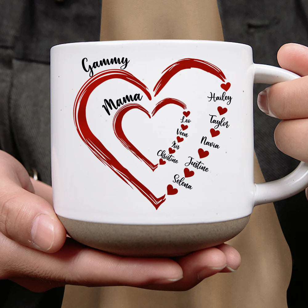 Gift For Mother, Gift For Grandma - Mom Grandma Sweethearts - Personalized Pottery Mug