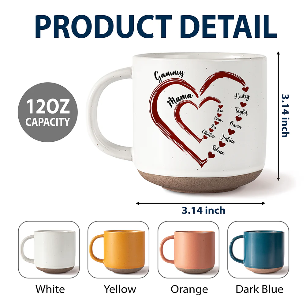 Gift For Mother, Gift For Grandma - Mom Grandma Sweethearts - Personalized Pottery Mug