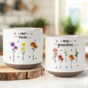 Gift For Mother,Gift For Grandma,Love - First Mom Now Grandma Birth Flowers - Personalized Pottery Mug