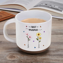 Gift For Mother,Gift For Grandma,Love - First Mom Now Grandma Birth Flowers - Personalized Pottery Mug
