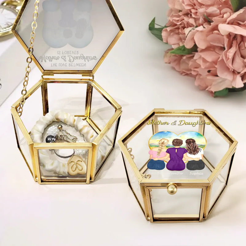 Gift For Mother,Mom - Daughters (Adult),Love,Gift For Daughter - Mother & Daughter Forever Linked Together - Personalized Glass Jewelry Box