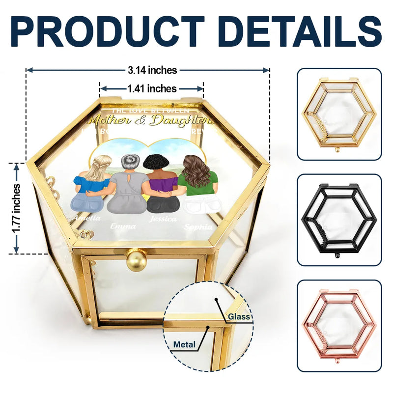 Gift For Mother,Mom - Daughters (Adult),Love,Gift For Daughter - Mother & Daughter Forever Linked Together - Personalized Glass Jewelry Box