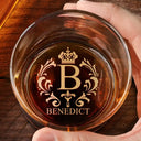 Gift For Couples, Gift For Husband, Gift For Wife - Monogram Initial Name Anniversary Gift For Him - Personalized Engraved Whiskey Glass
