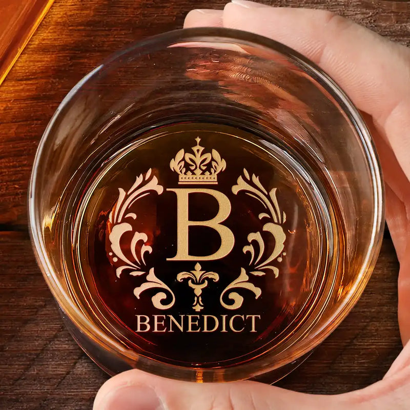 Gift For Couples, Gift For Husband, Gift For Wife - Monogram Initial Name Anniversary Gift For Him - Personalized Engraved Whiskey Glass
