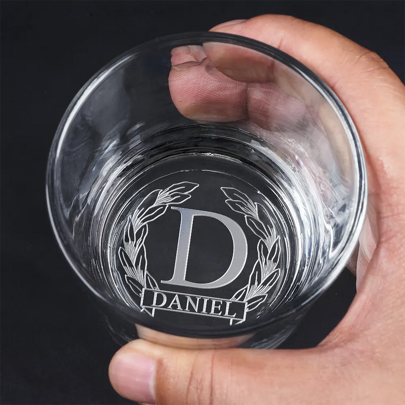 Gift For Couples, Gift For Husband, Gift For Wife - Monogram Initial Name Anniversary Gift For Him - Personalized Engraved Whiskey Glass
