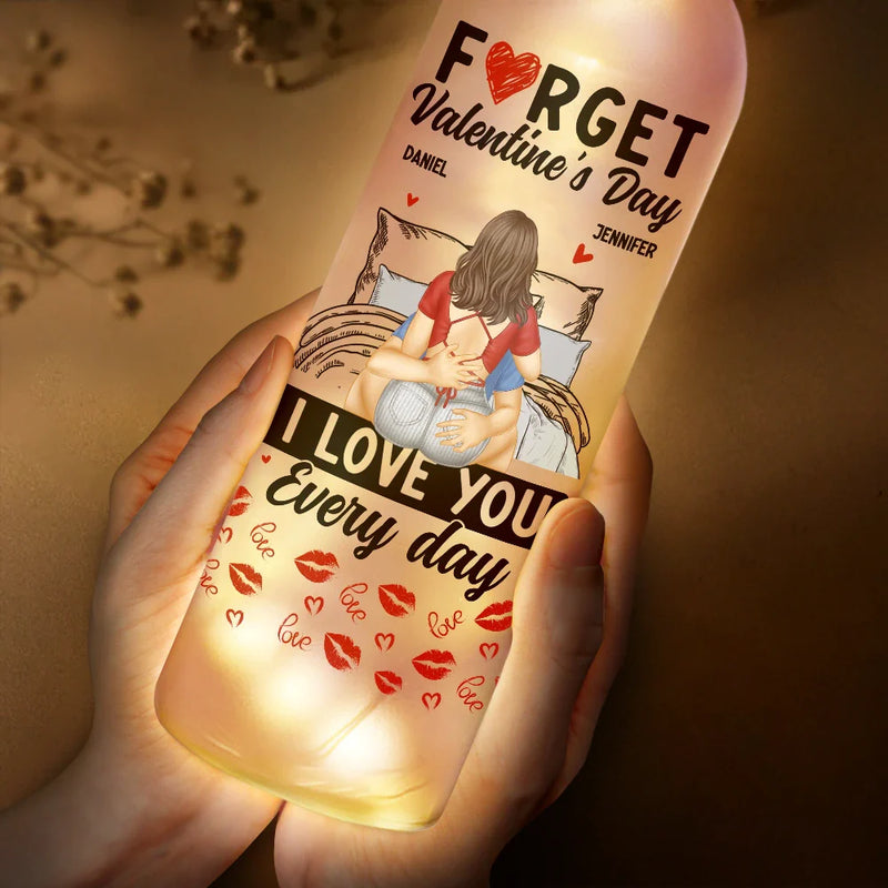 Gift For Couples, Gift For Wife, Gift For Husband, Gift For Boyfriend, Gift For Girlfriend - I Love You Everyday - Personalized Bottle Light
