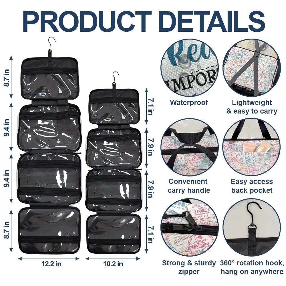 Travel,Gift For Yourself,Gift For Women,Gift For Men,Happy - All My Travel Stuff - Personalized Toiletry Bag