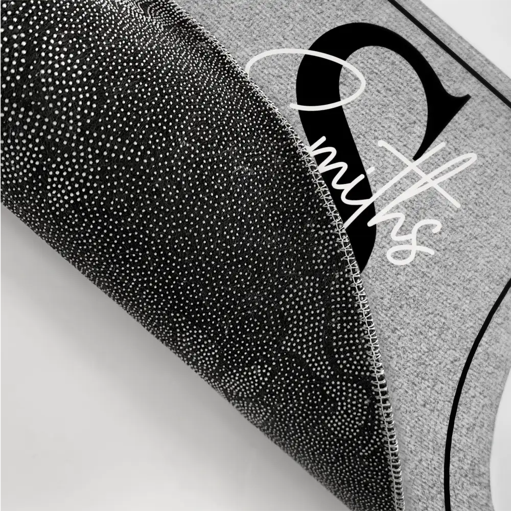 Family,Pet Lovers,Cat Lovers,Dog Lovers,Happy - Monogram Flat Art Family - Personalized Doormat