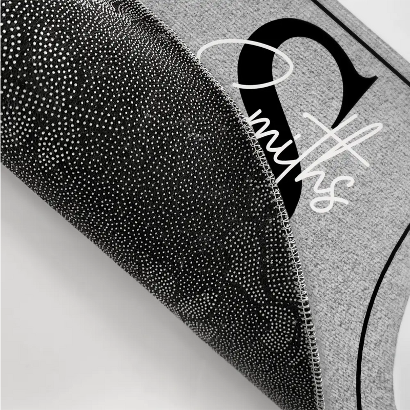 Family,Pet Lovers,Cat Lovers,Dog Lovers,Happy - Monogram Flat Art Family - Personalized Doormat