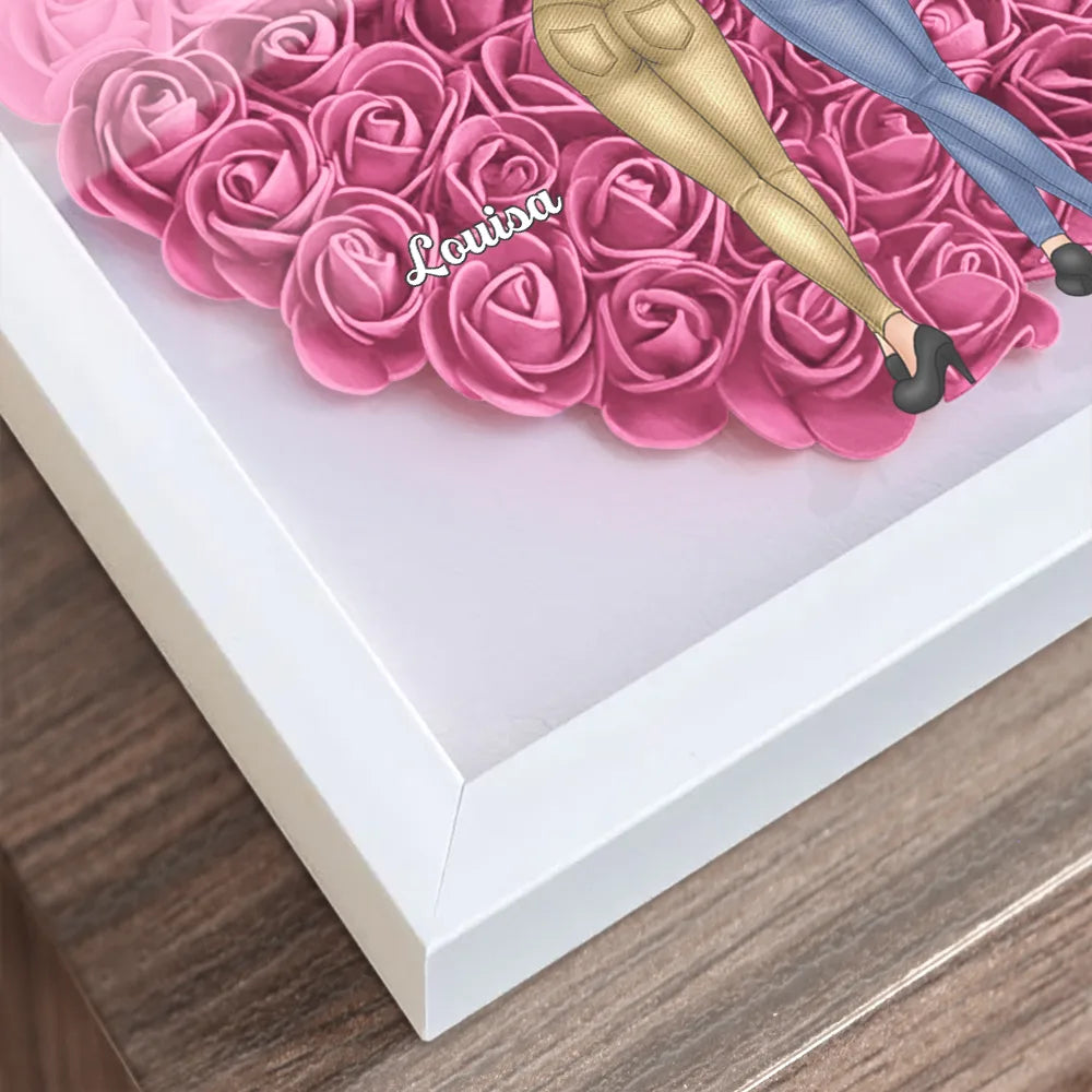 Gift For Bestie - A Friend Is God's Way Of Making Sure We Never Walk Alone - Personalized Flower Shadow Box