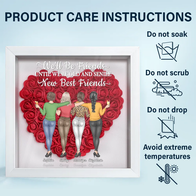 Gift For Bestie - A Friend Is God's Way Of Making Sure We Never Walk Alone - Personalized Flower Shadow Box