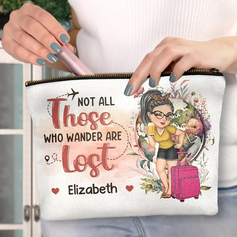 Travel, Gift For Yourself, Gift For Women - Travel The World - Personalized Cosmetic Bag