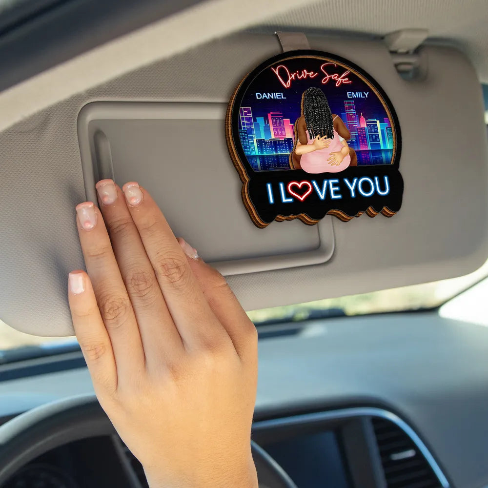 Gift For Couples, Gift For Husband, Gift For Wife, Gift For Boyfriend, Gift For Girlfriend - Couple Drive Safe I Love You - Personalized Custom Shaped Car Visor Clip