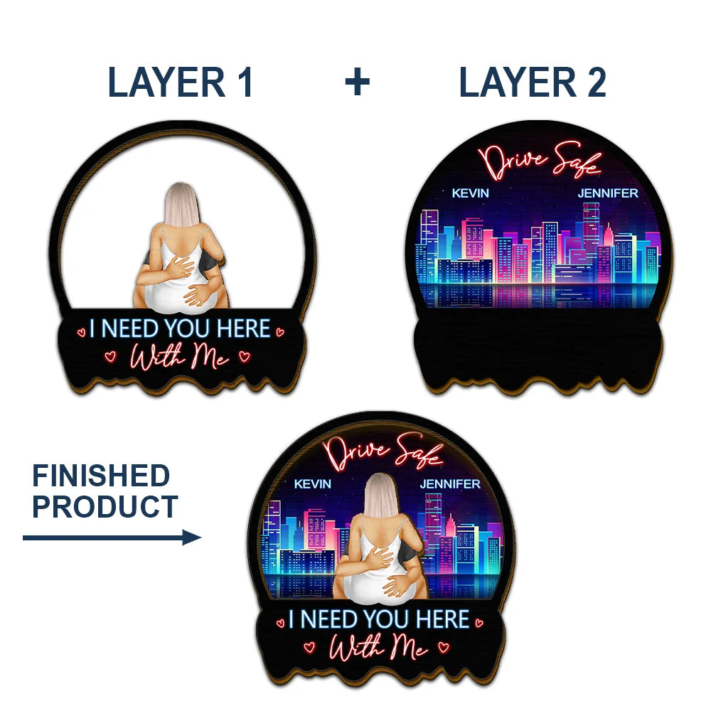 Gift For Couples, Gift For Husband, Gift For Wife, Gift For Boyfriend, Gift For Girlfriend - Couple Drive Safe I Love You - Personalized Custom Shaped Car Visor Clip