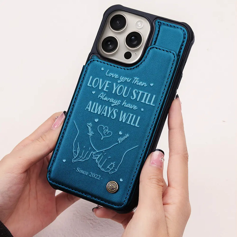 Gift For Couples, Gift For Wife, Gift For Husband, Gift For Boyfriend, Gift For Girlfriend - I Met You I Liked You I Love You - Personalized Leather Flip Wallet Phone Case