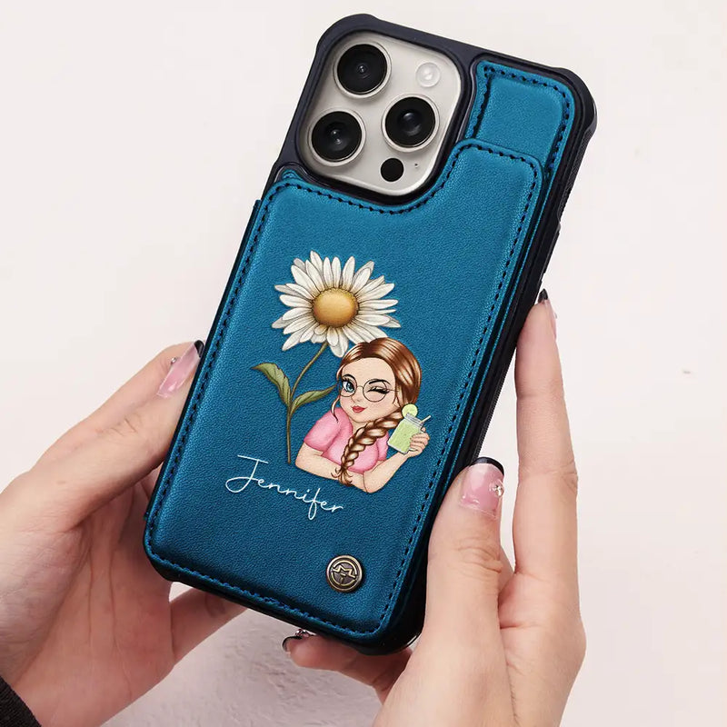 Gift For Yourself, Gift For Women - Birth Month Flowers Bloom Where You're Planted Women - Personalized Leather Flip Wallet Phone Case