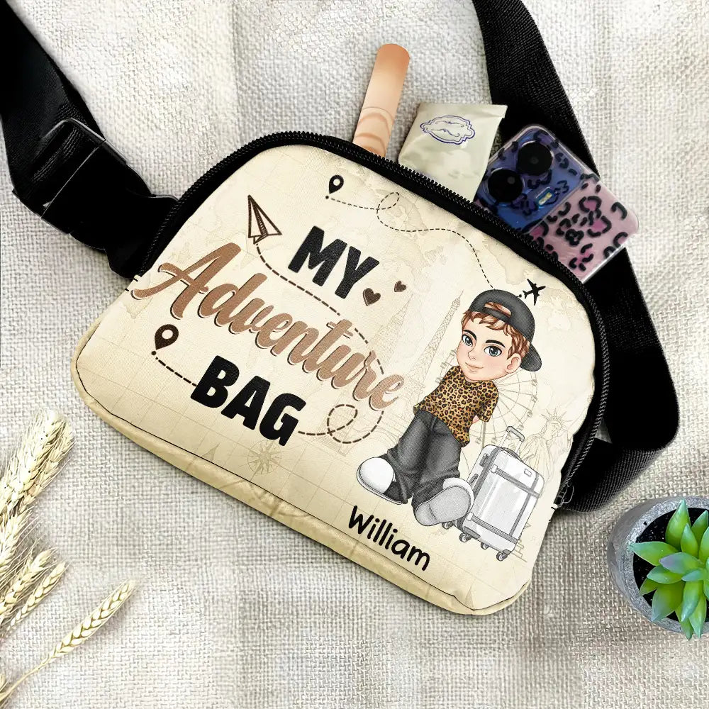 Travel, Gift For Yourself, Gift For Women, Gift For Men - My Adventure Bag - Personalized Crossbody Belt Bag