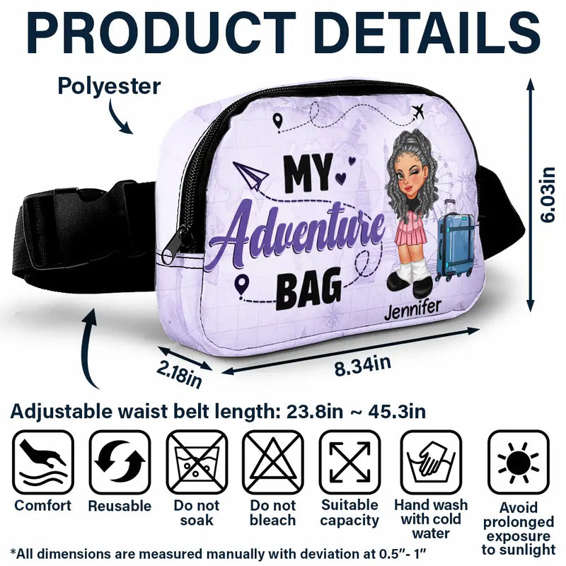 Travel, Gift For Yourself, Gift For Women, Gift For Men - My Adventure Bag - Personalized Crossbody Belt Bag